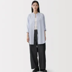 Robes Et Tuniques|Chemises^Muji Tunique à col montant en popeline de coton biologique pour femme