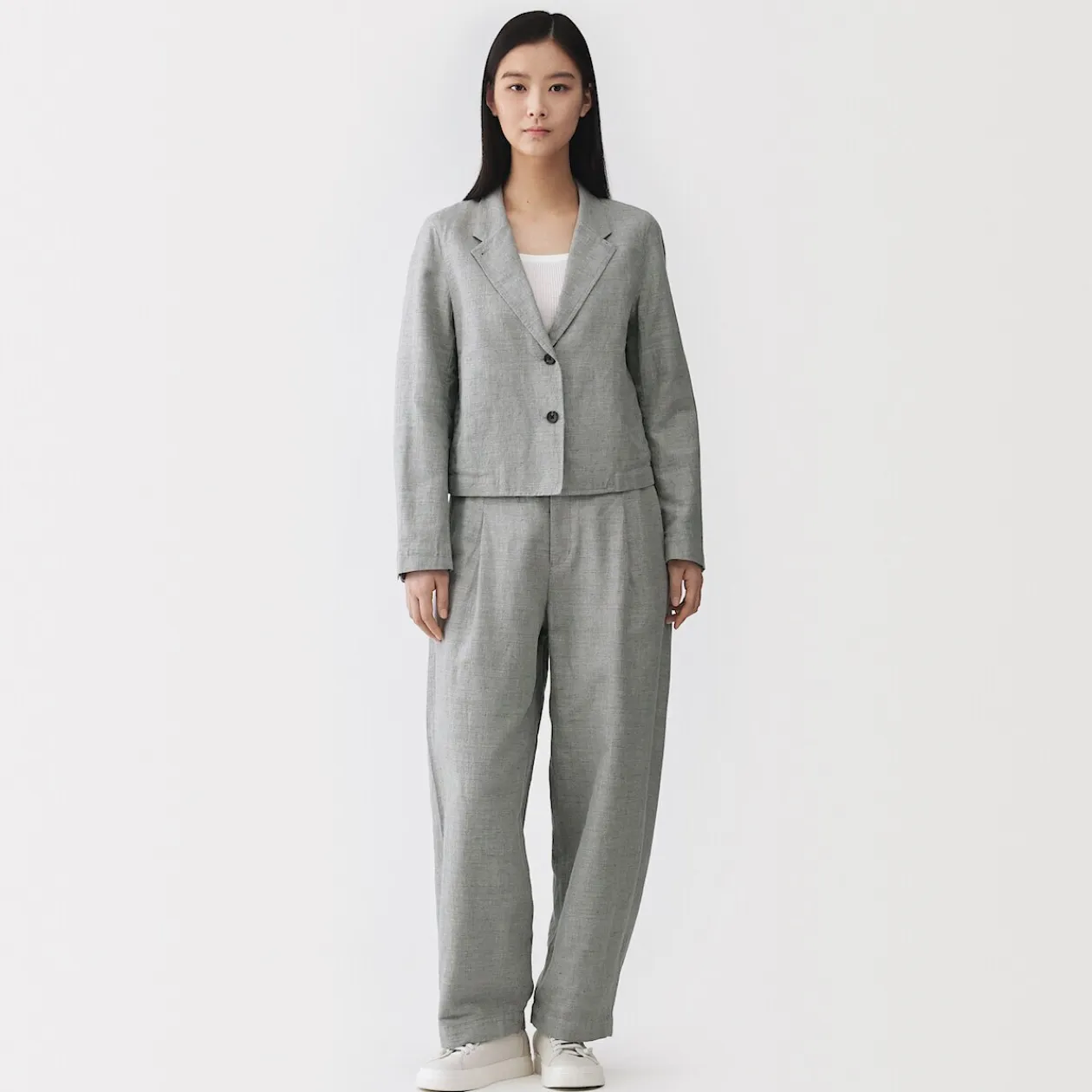 Vestes Et Manteaux^Muji Veste courte à chevrons en mélange de lin pour femme Gris