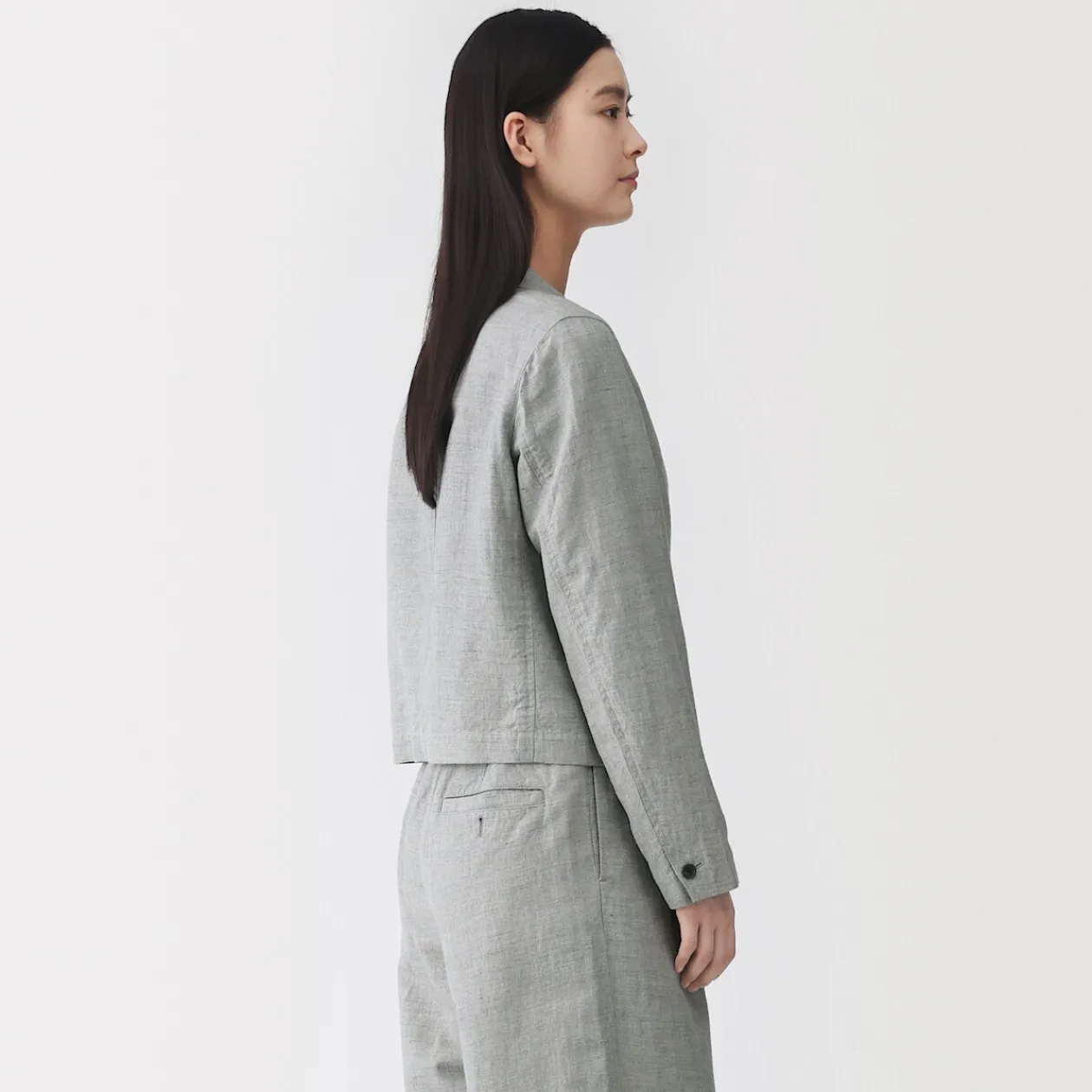 Vestes Et Manteaux^Muji Veste courte à chevrons en mélange de lin pour femme Gris